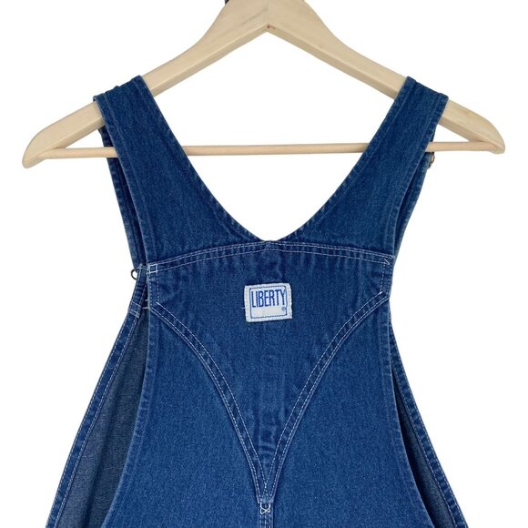 Liberty Overalls Mens 34x30 Blue Denim Jean Overalls Adjustable Straps Pockets - Picture 8 of 14